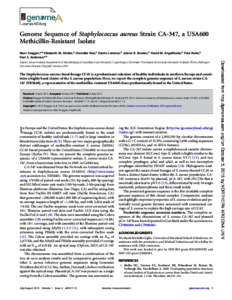 Genome sequence of Staphylococcus aureus strain CA-347, a USA600 ...